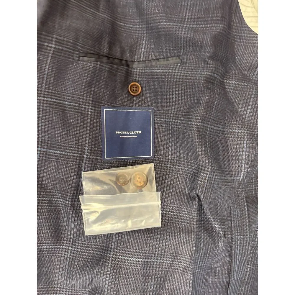 Proper Cloth REDA Bedford Jacket Men 54/3XL? NWOT Navy Glen‎ Plaid Lightweight